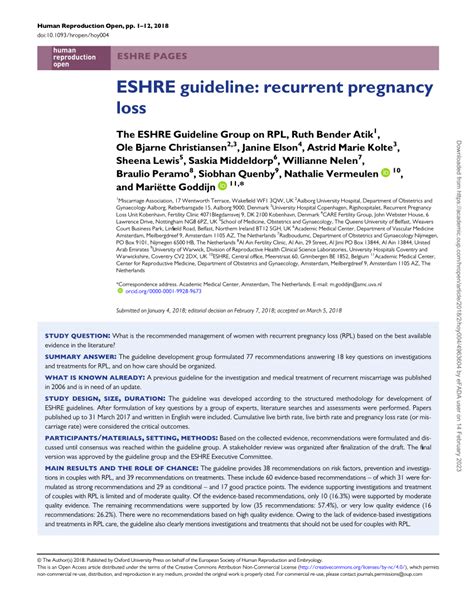 eshre guideline recurrent pregnancy loss